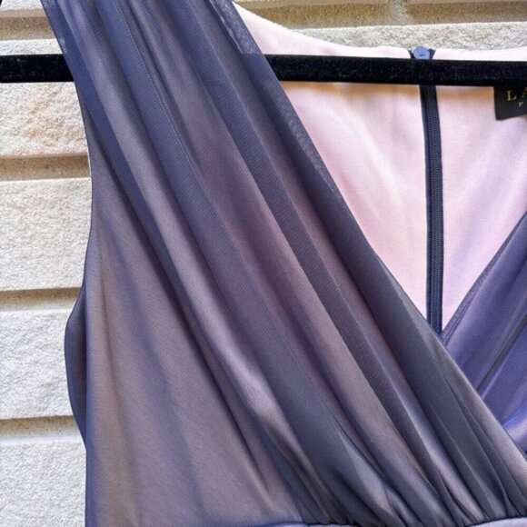 Laura Petites Mesh Detail Fit & Flare Dress Pink/Navy Sz 12P - Picture 5 of 14